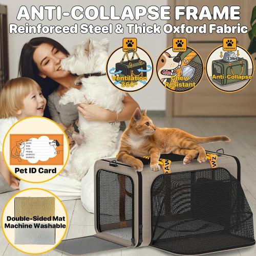 PAWZIDEA Expandable Pet Carrier for Small Cats & Dogs, TSA Airline Approved