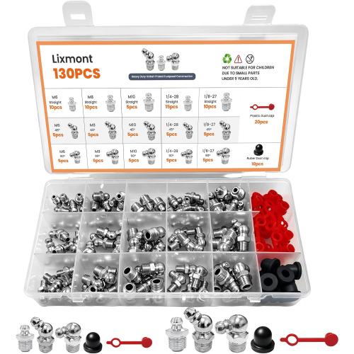 Grease Fittings Assortment 130PCS SAE & Metric Zerk Grease Fittings