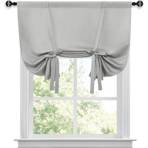 Hiasan Blackout Curtains-Tie Up Curtain, Sliver Grey, W34 X L45