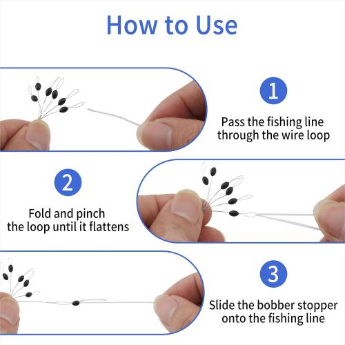 240 Pieces Middle-Sized Fishing Rubber Bobber Beads Stoppers 6 in 1 Black Float Sinker Stops