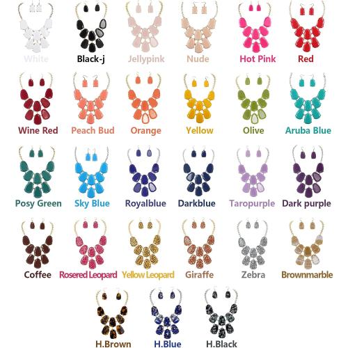 Firstmeet Chunky Bubble Statement Collar Necklace with Earrings for Women