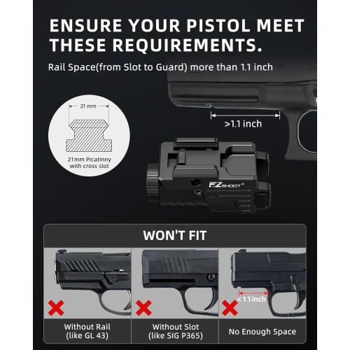 EZshoot 800 Lumens Pistol Light Laser Combo Rechargeable for Home Defense