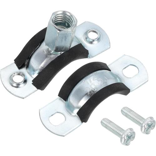 uxcell 6 Pcs Adjustable Pipe Bracket Clamp, 3/4(19mm) Wall Ceiling Mount Split Ring Pipe Hanger Galvanized Iron Pipe Strap Support with Screw & Expansion Tube for Pipe Tube