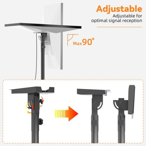 Starlink Mount Gen 3, Starlink Tripod Stand with Mount Adapter, Adjustable Height for Starlink Standard 4/4X/V3, 90° Tilt Angle Adjustment Starlink Antenna Pipe Adapter (Black)
