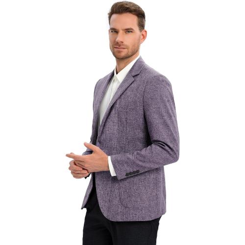 Size Medium Purple Gray Men's Sport Coats & Blazers Linen Suit Jacket for Men Casual Sport Coat Lightweight Suits Blazer Jacket for Men Business Work Office Slim Fit One Button Fashion 2024