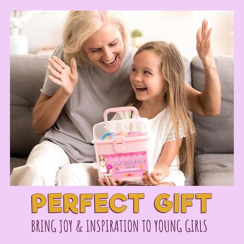 Orian Pop Beads Jewelry Kit for Girls – 550  Colorful Snap Beads to Create Bracelets, Necklaces & Rings, Fun DIY Set with Unicorn Gift Bag, Ages 3