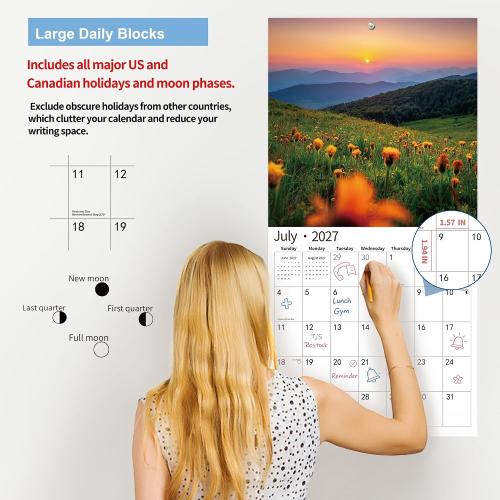 2026 Wall Calendar,Calendar 2026, November 2025 - December 2026, Wall Calendar Sunset, 12 x 24 Opened,Full Page Months Thick & Sturdy Paper for Calendar Organizing & Planning