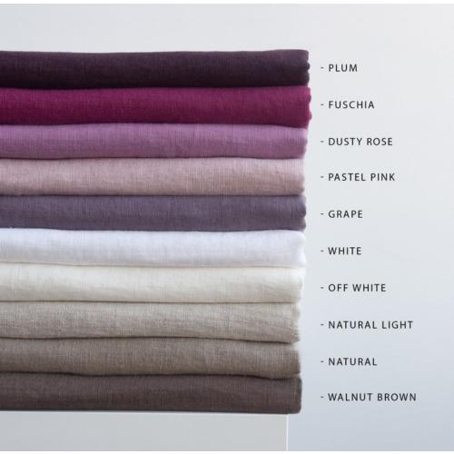 Linen Double Ruffle Duvet Cover Set, French Linen Bedding Set Shabby Chic Ruffled Duvet Cover with Extra Long Ruffles, Queen King Cal King 3 PCS Set (Grape, US King)