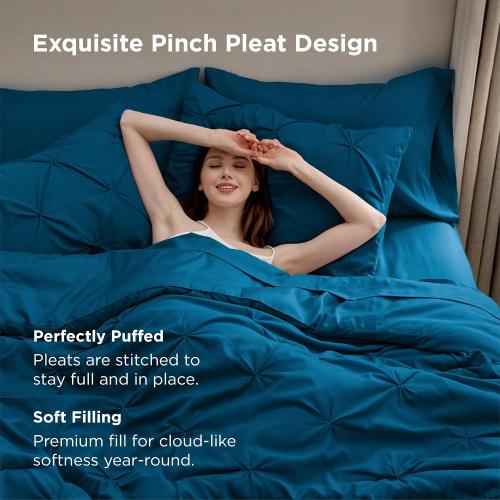Bedsure 7-Piece Full Size Comforter Sets & Sheets, Teal Full Bedding