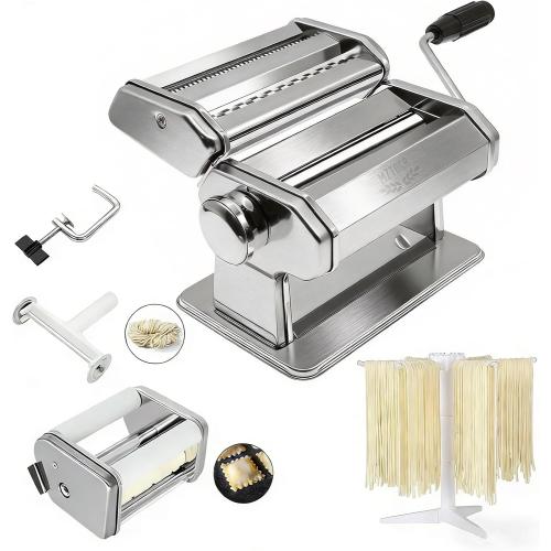 MZTOGR 3-in-1 Pasta Maker Machine - 9 Thickness Stainless Steel Roller