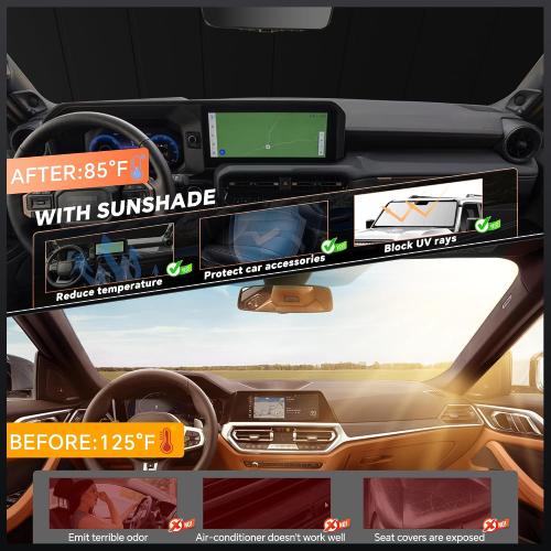 Windshield Sun Shade for Nissan Frontier 2022-2026 | Customed Window Sunshade, Full Coverage, Car Accessories Sun Visor Protector, Blocks 99% UV Rays