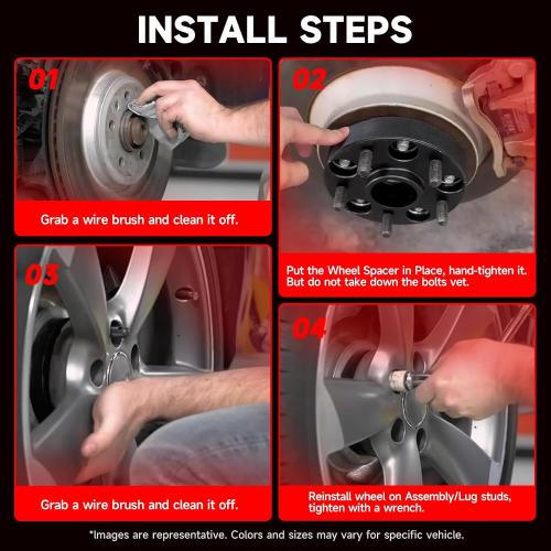 VibeUp 5x4.5 Wheel Spacers, 1 5x114.3mm Hub Centric Spacer for Ford Edge 07-13; Jeep Liberty 06-12; Ford Ranger 98-01, 25.4mm Wheel Adapter 82.5mm Hub Bore with 1/2 x20 Studs Black 2pcs