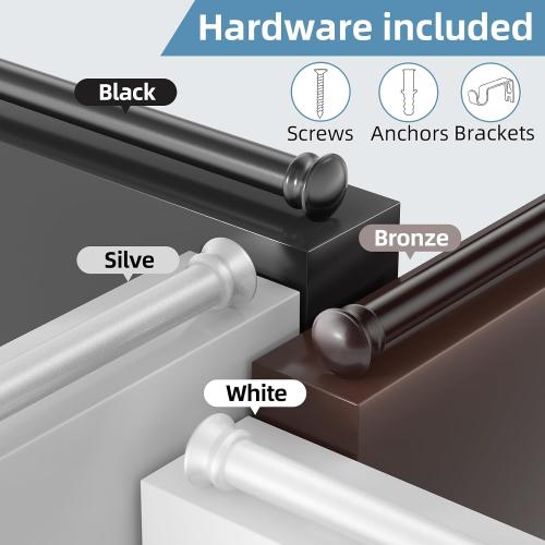 CorkLatta Bronze Curtain Rods for Windows 30 to 60 Inches with Brackets, Decorative 5/8 Inch Diameter Single Window Curtain Rod Set for Room Divider, Bedroom, Living room, Kitchen, Bathroom
