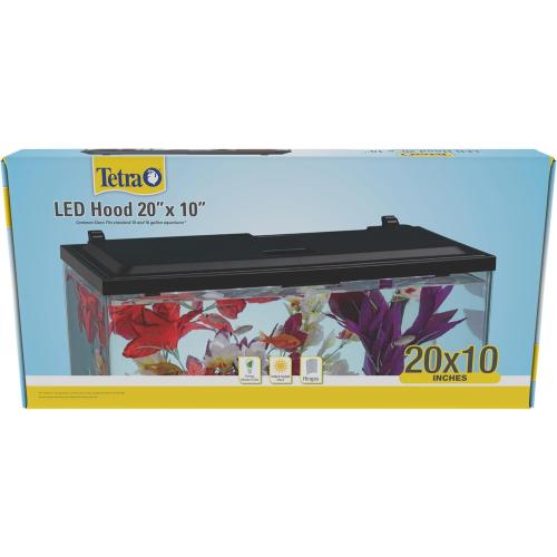 Tetra LED Hood 20 Inches By 10 Inches, Low-Profile Aquarium Hood With Hidden Lighting