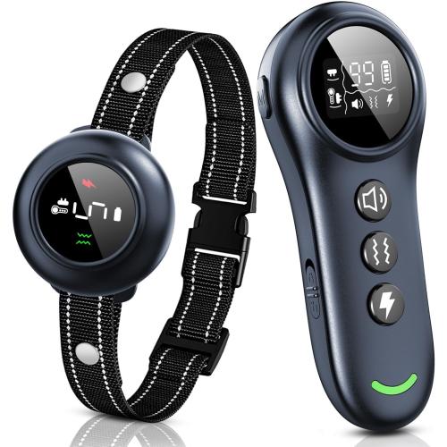 2-in-1 Dog Shock Collar & Dog Bark Collar - Smart Anti Barking Dog Training Collar with 5 Adjustable Sensitivity & 3300FT Remote for All Breeds IP67 Waterproof E-Collar