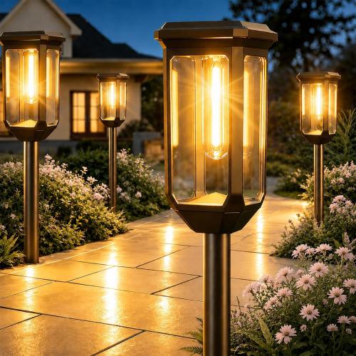 Tenmiro Solar Pathway Lights Outdoor , Bright Solar Garden Lights