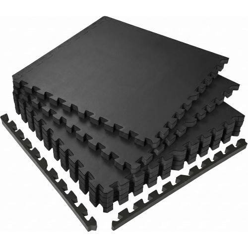 SUPERJARE 0.56'' Thick 24 Sq Ft Rubber Top Gym Flooring for Home Gym