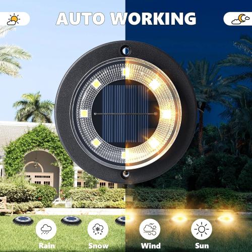 Solar Lights Outdoor Waterproof，Warm White 12 Pack 2-in-1 Ground Lights