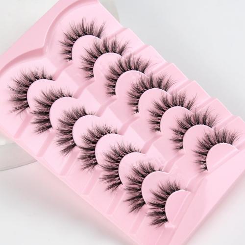 Lashes Natural Cat Eye Lashes Wispy Eyelashes 15mm False Eyelashes Wispy Lash Strips 3D Volume Fake Eyelash Thin Cotton Band Soft Eye Lash Pack 7 Pairs Siligli