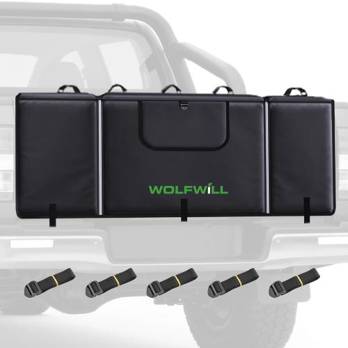 Upgraded Tailgate Bike Pad, Waterproof Truck Tailgate Pad Cover for 5 Mountain Bikes with Reflective Strips Tool Pocket Rear Camera Opening