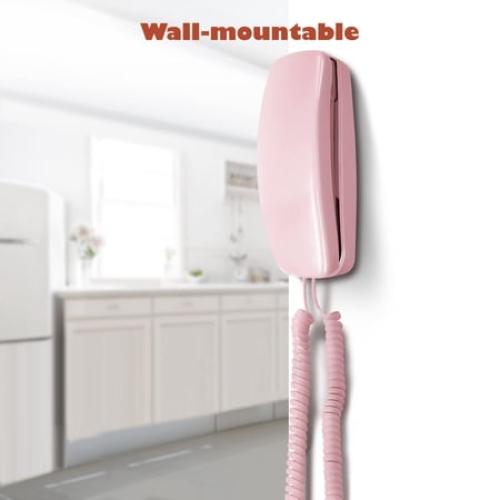 AT&T TRIMLINE 210 Corded Home Phone, No AC Power Required, Improved Easy-wall-mount, Lighted Big Button Keypad, 13 SpeedDial Keys, Last Number Redial, Mute, Flash, Volume Control, Princess Phone,