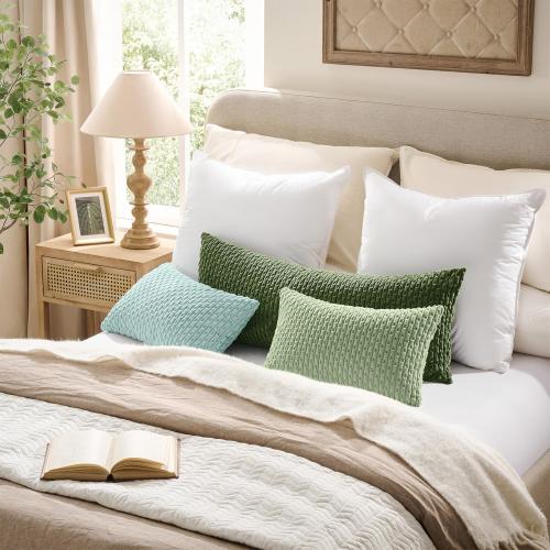 Kevin Textile Soft Corduroy 12x20 Lumbar Pillow Cover 1 Pack, Sage Green