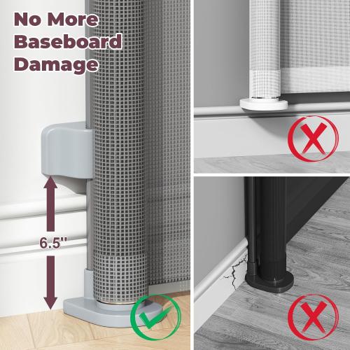 Retractable Baby Gate for Stairs, 55 Wide Mesh Dog Gate Indoor, 34 Tall Child Gate for Doorways, Hallways, Deck, Indoor Outdoor Pet Baby Safety Essentials for Home, Grey