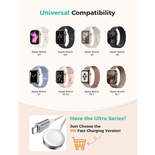 6.6FT Long for Apple Watch Charger USB Magnetic Fast Charging Cable Portable Wireless Charging Accessories Compatible with iWatch Series 11/10/9/8/7/6/5/4/3/2 Ultra 3/2/SE