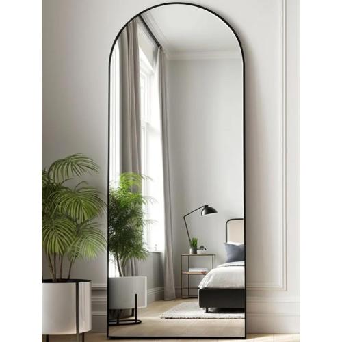 SUNQUEEN 58x19 Floor Mirror Full Length, Arched Full Length Mirror with Stand, Full Body Mirrors for Bedroom Living Room or Cloakroom Black