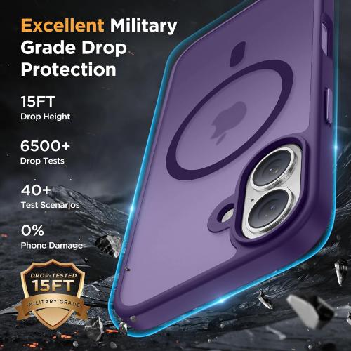 Miracase Magnetic Series for iPhone 16 Case [Compatible with MagSafe] Military-Grade Protection, Anti-Fingerprint, Slim Phone Case for iPhone 16 6.1 inch - Deep Purple