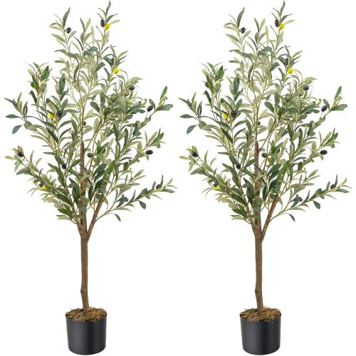 Artificial Fake Olive Tree 4FT 2Pack Faux Olive Tree for Home Decor