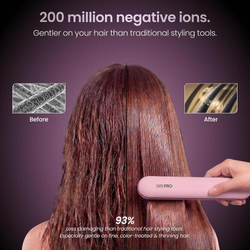 Flown® Original Go Brush PRO - No Damage Heat Brush USB-C Charger (Pink)