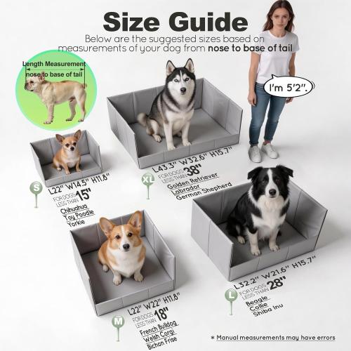 HQ4US 4LEGS Dog Litter Box Indoor High Walls, Puppy Pee Pad Holder Foldable