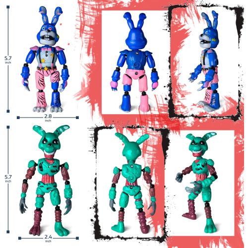 Toysvill 9 PCS Inspired by Five Night Toys, Security Breach Action Figures [Springtrap, Bonnie, Roxanne Wolf, Glamrock Chica, Montgomery Gator, Glamrock Fred, Vanny, Sundrop, Moondrop]