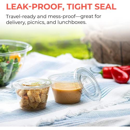 4 Ounce Portion Cups with Lids, 100 Count – Leak-Proof & Durable, Ideal for Sauces, Condiments, Meal Prep, Snacks, and Dips – Clear, Eco-Friendly, BPA-Free