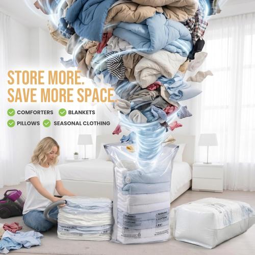 TAILI Vacuum Storage Bags 4 Pack, Jumbo Cube (31x40x15 Inch), Cream