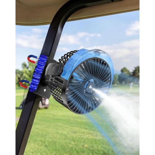 BOYISEN Magnetic Golf Cart Fan with Mister, 12000mAh Battery Portable Fan