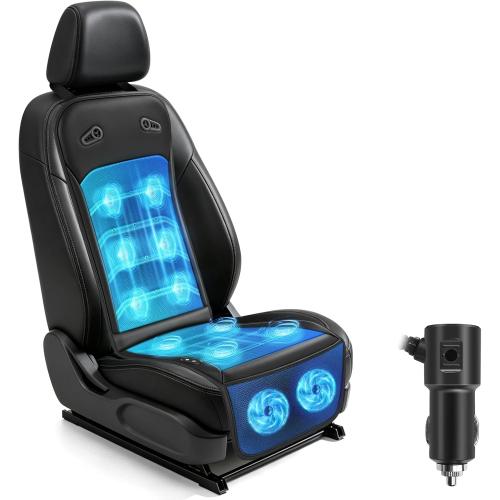 Cooling Car Seat Cover: 2-in-1 Car Seat Cushion with Massage & Ventilation, 12V/24V Universal Fit for Car/Truck/SUV, Intensity, Breathable & Comfortable (Black)