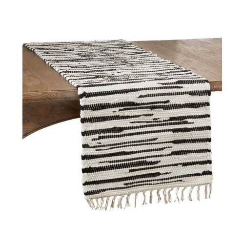 Saro Lifestyle Zebra Chindi Runner - Black - 16 x 72