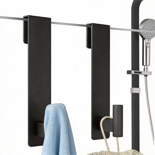 Shower Door Hooks, Towel Hooks Fit 3/8 (10mm) Glass Door, Black
