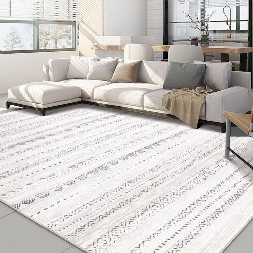 Nakagishi Area Rug Living Room Rugs: 5x7 Washable Boho Large Neutral Farmhouse Soft Moroccan Stain Resistant Indoor Floor Carpet for Bedroom Nursery Kids Playroom Office Dining Room Home House- Gray