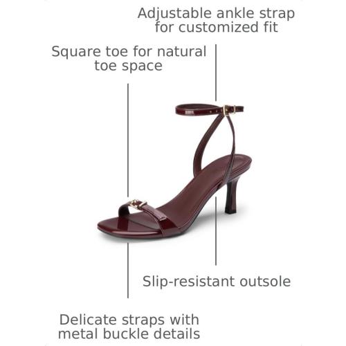 Athlefit Kitten Heels for Women Square Open Toe Ankle Strap Heeled Sandals 6.5