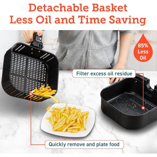 Cosori 12-in-1 Air Fryer 5.8QT, Toast, Bake, Nutrition Facts for 100  In-App Recipes, AdaptIQ Tech Fast Cook, for Main & Side Dishes, Snacks, Leftovers, Detachable Square Basket, Dishwasher Safe