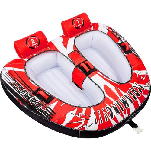 Towable Tube for Boating 2-Person, Secure Cockpit Seating for Kids & Family Safety, Heavy-Duty Water Sport Towables Large Capacity with Quick Connector, Less Drag
