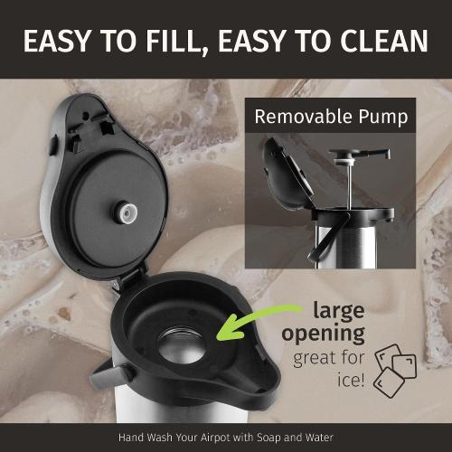 Cresimo Coffee Carafe with Pump - 102oz / 3L Airpot 12 Hours Large Hot Water Carafe, Cocoa Dispenser for Parties - Tea Flask, Insulated Stainless Steel Airpots for Hot Beverage Dispenser -Coffee Pump ‼️new ‼️