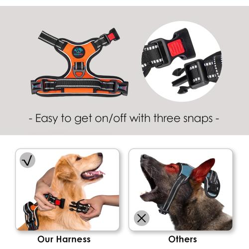 PHOEPET No Pull Dog Harness Medium Reflective Front Clip Vest with Handle