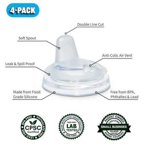 Sippy Spout Nipples for Philips Avent Natural Baby Bottles, 4-Pack