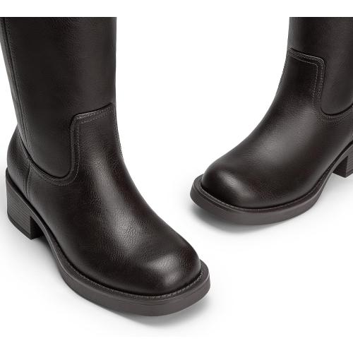 Size 8.5 Athlefit Knee High Boots Square Toe Ridng Chunky Tall Boots for Women