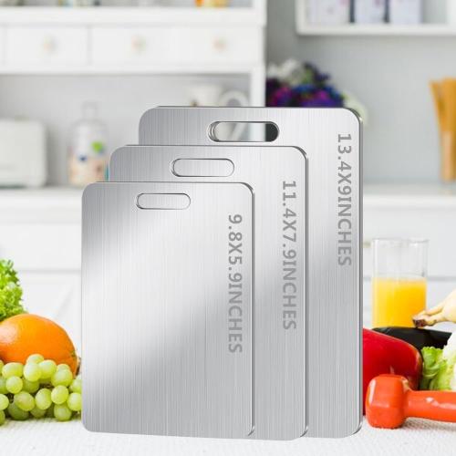 Titanium Cutting Board Set of 3 for Kitchen, 100% Pure Titanium Double-Sided Food-Grade Cutting Boards for Meat Cheese Vegetable Fruit (S M L)