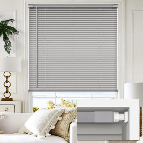 LazBlinds No Drill 1 Vinyl Mini Blinds, 20 W x 48 H, Grey